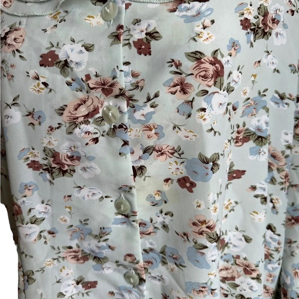 Blair Floral Button Down Bell Sleeve Blouse Size L/XL